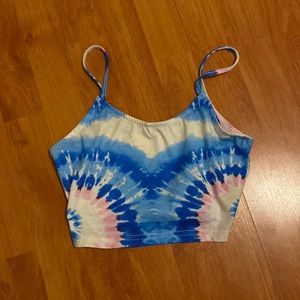 redo tie dye crop top blue and white